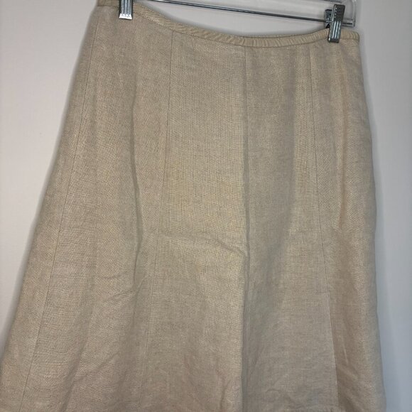 J.CREW 100% LINEN A-Line Skirt Womens 4 Gold Metallic Ivory Knee-Length Sparkle - Picture 4 of 5